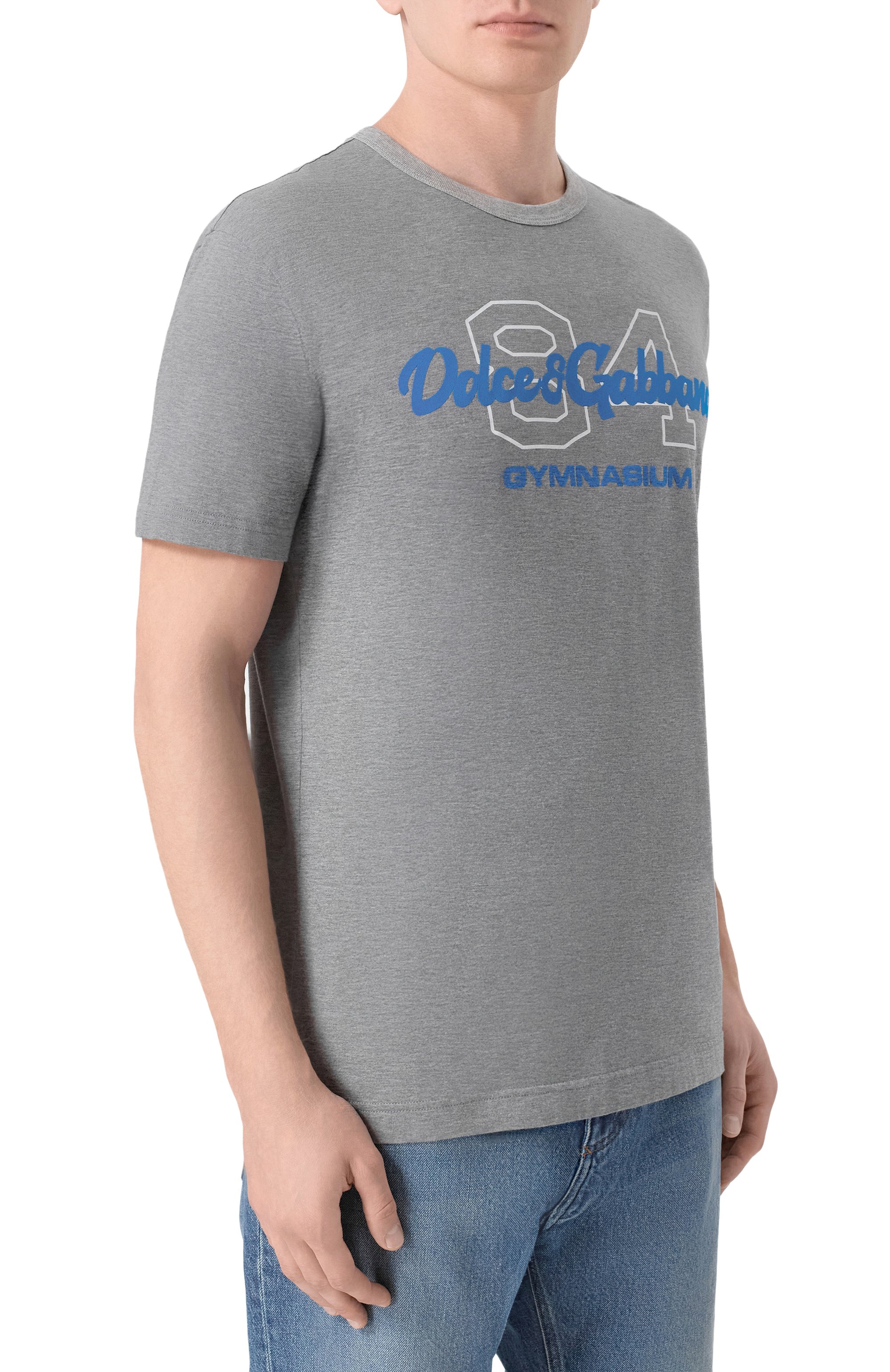 Хлопковая футболка DOLCE & GABBANA серого цвета по цене 65300 руб., арт. G8PT1T/G7PZI, фото 3 Хлопковая футболка DOLCE & GABBANA, арт. G8PT1T/G7PZI, фото 3