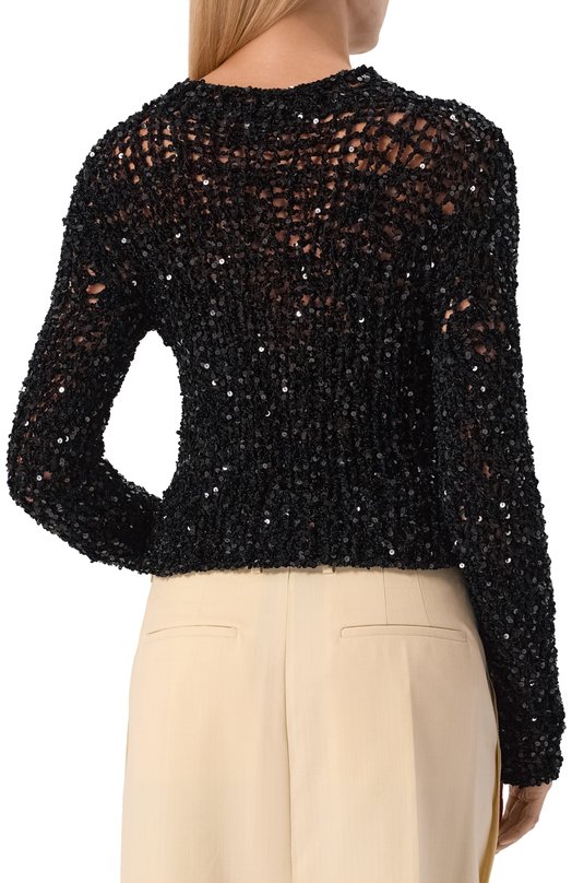 Свитер с отделкой пайетками Jil Sander J03GP0171/J18354 Чёрный  J03GP0171/J18354 Фото 4