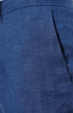 Мужские льняные брюки COLOMBO синего цвета, арт. PA00141 | Фото 5 (Длина (брюки, джинсы): Стандартные; Случай: Повседневный; Материал сплава: Проставлено; Материал внешний: Лен; Драгоценные камни: Проставлено; Стили: Кэжуэл)