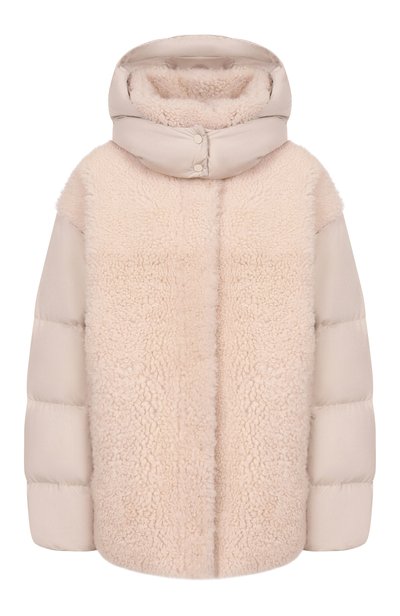 Женская комбинированный пуховик из овчины MVST, арт. M26.CFW.L473.1/MERINILL0 CURLY/MATT PESCA 11685