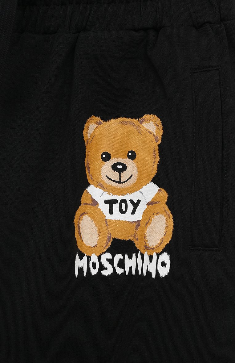 Детские хлопковые джоггеры MOSCHINO черного цвета, арт. HUP058/LDA38 | Фото 3 (Материал внешний: Хлопок; Тематический товар: Teddy Bear; Нос: Не проставлено; Материал сплава: Проставлено; Девочки Кросс-КТ: Брюки-спорт; Ростовка одежда: 5 лет | 110 см, 6 лет | 116 см, 8 лет | 128 см)