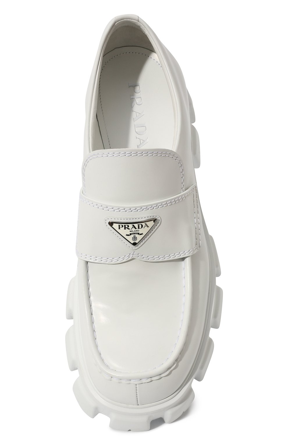 Кожаные лоферы monolith PRADA белого цвета по цене 99000 руб., арт. 2DE129-B4L-F0009, фото 4 Кожаные лоферы monolith PRADA, арт. 2DE129-B4L-F0009, фото 4