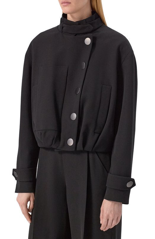 Шелковый бомбер Giorgio Armani GW001784/TE16469 Чёрный  GW001784/TE16469 Фото 3