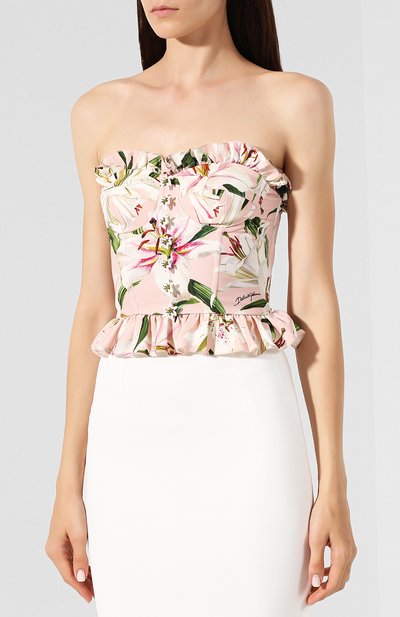 Топ с принтом DOLCE & GABBANA розового цвета по цене 125500 руб., арт. F72H9Z/FSRLJ, фото 3 Топ с принтом DOLCE & GABBANA, арт. F72H9Z/FSRLJ, фото 3