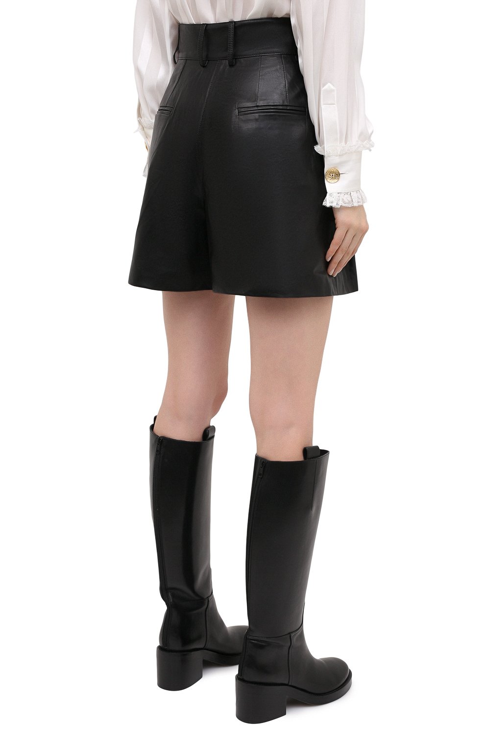 Кожаные шорты DOLCE & GABBANA черного цвета по цене 151500 руб., арт. FTBYSL/HULJ7, фото 4 Кожаные шорты DOLCE & GABBANA, арт. FTBYSL/HULJ7, фото 4