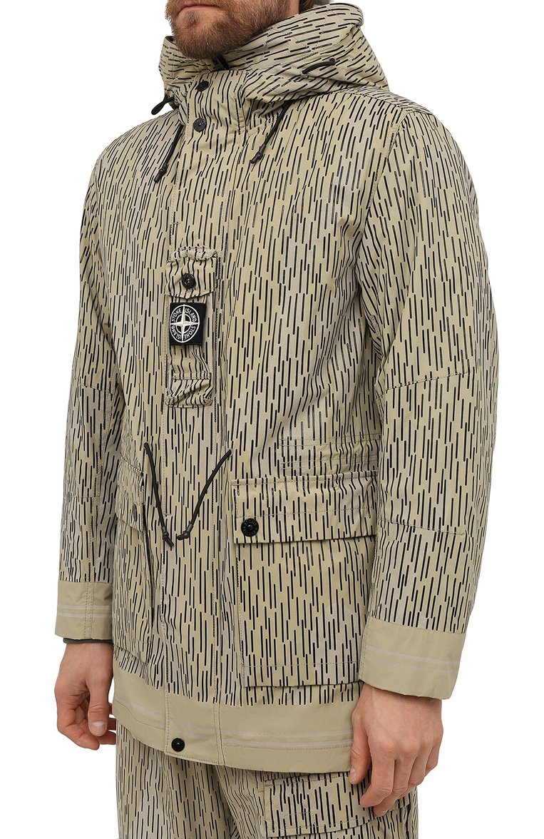 Мужская утепленная куртка STONE ISLAND бежевого цвета, арт. 7515429E1 | Фото 3 (Кросс-КТ: Куртка; Рукава: Длинные; Длина (верхняя одежда): До середины бедра; Материал внешний: Синтетический материал; Мужское Кросс-КТ: утепленные куртки; Материал сплава: Проставлено; Стили: Милитари; Материал подклада: Синтетический материал; Драгоценные камни: Проставлено)