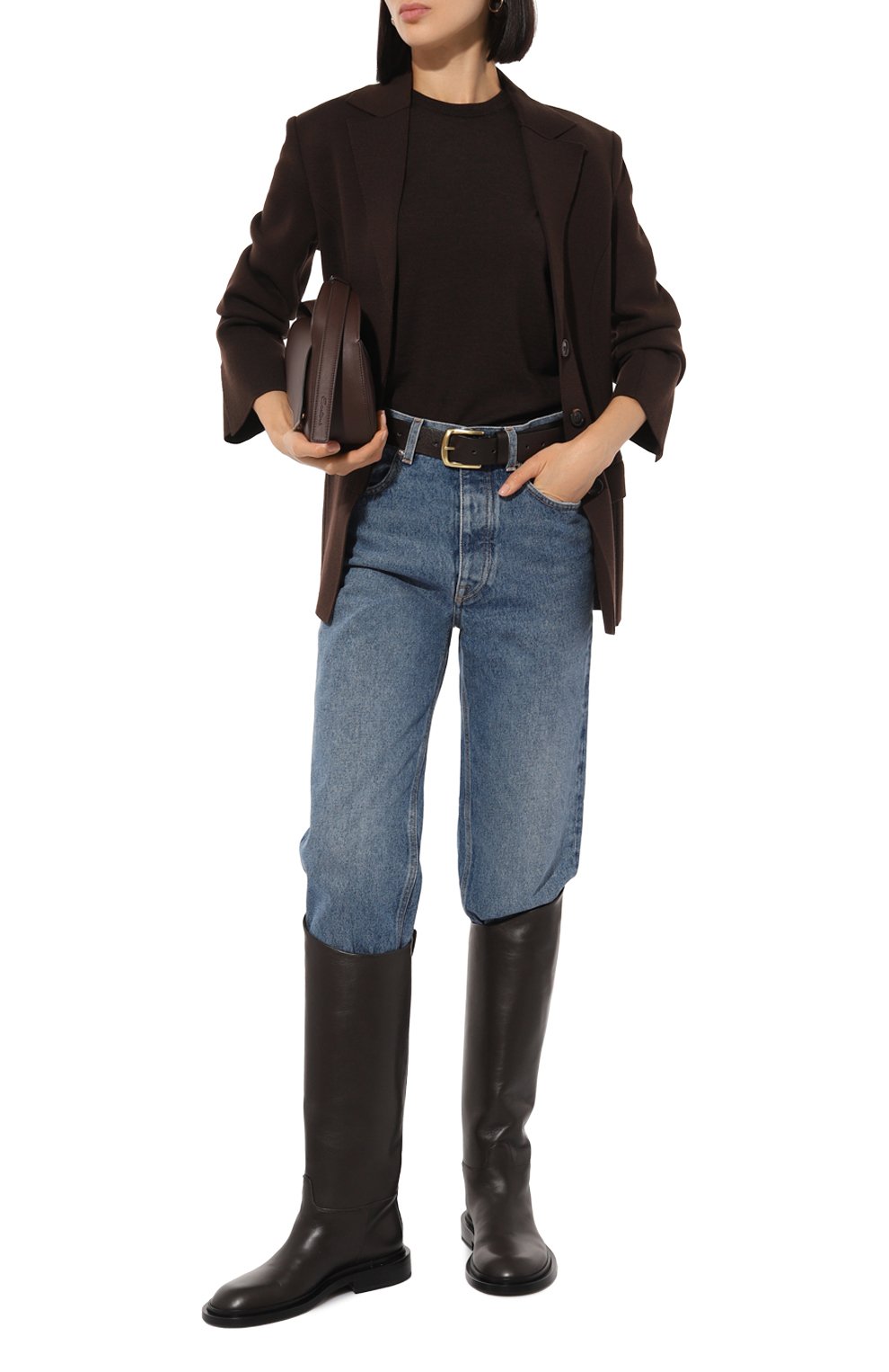 Кожаные сапоги andrea MATTIA CAPEZZANI темно-коричневого цвета по цене 76900 руб., арт. W302/NAPPA, фото 2 Кожаные сапоги andrea MATTIA CAPEZZANI, арт. W302/NAPPA, фото 2