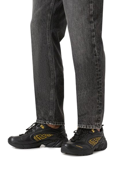 Комбинированные кроссовки cosmic dust BALMAIN черного цвета по цене 89250 руб., арт. FM1VI357/LGSY, фото 3 Комбинированные кроссовки cosmic dust BALMAIN, арт. FM1VI357/LGSY, фото 3