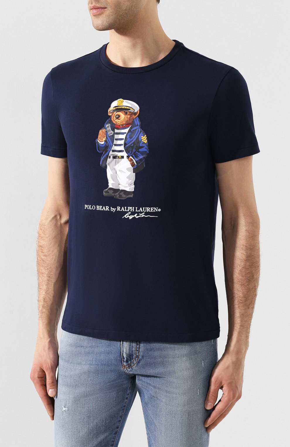 Хлопковая футболка POLO RALPH LAUREN темно-синего цвета по цене 9660 руб., арт. 710752708, фото 3 Хлопковая футболка POLO RALPH LAUREN, арт. 710752708, фото 3