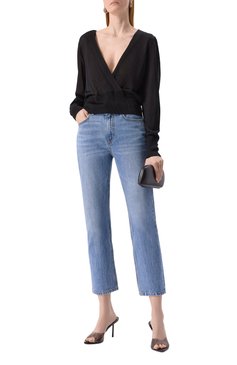Женские джинсы ALEXANDER WANG голубого цвета, арт. 4DC1254606 | Фото 2 (Длина (брюки, джинсы): Стандартные; Материал внешний: Хлопок, Деним; Стили: Кэжуэл; Детали: Делаве; Кросс-КТ: Деним; Силуэт Ж (брюки и джинсы): Узкие)