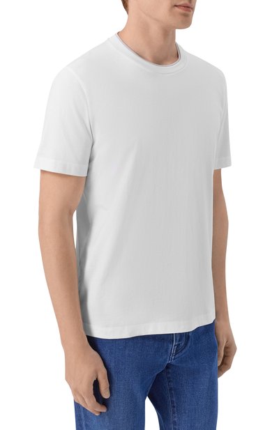 Хлопковая футболка CORNELIANI белого цвета по цене 20800 руб., арт. 28G571/2A25003, фото 3 Хлопковая футболка CORNELIANI, арт. 28G571/2A25003, фото 3