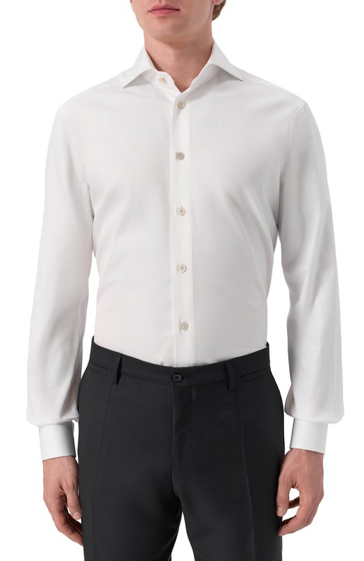 Хлопковая сорочка Kiton UCCH0948801 Белый  UCCH0948801 Фото 3