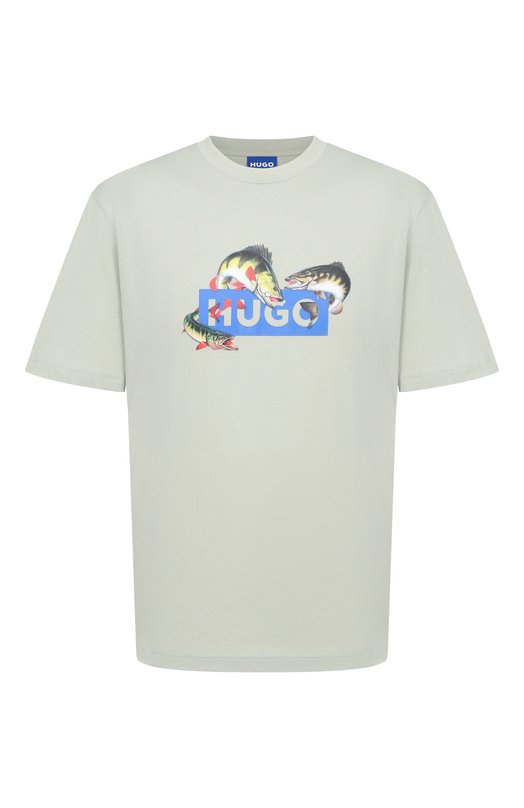 Хлопковая футболка HUGO Blue 50554349 Зелёный 50554349