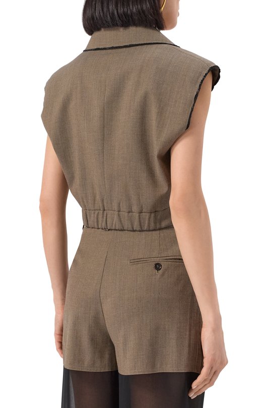 Жилет из шерсти и хлопка Pinko 104755/A2BQ Коричневый  104755/A2BQ Фото 4