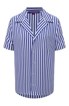 Женская шелковая рубашка RALPH LAUREN голубого цвета, арт. 290840857 | Фото 1 (Материал внешний: Шелк; Длина (для топов): Стандартные; Принт: Полоска, С принтом; Женское Кросс-КТ: Рубашка-одежда; Рукава: Короткие; Стили: Кэжуэл; Региональные ограничения белый список (Axapta Mercury): RU; Драгоценные камни: Проставлено; Материал сплава: Проставлено)