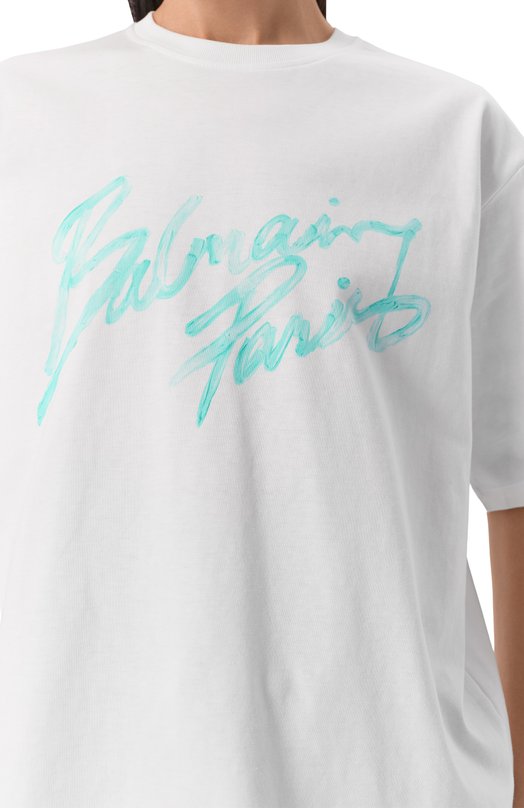 Хлопковая футболка Balmain GF1EG110/BD41 Белый  GF1EG110/BD41 Фото 5