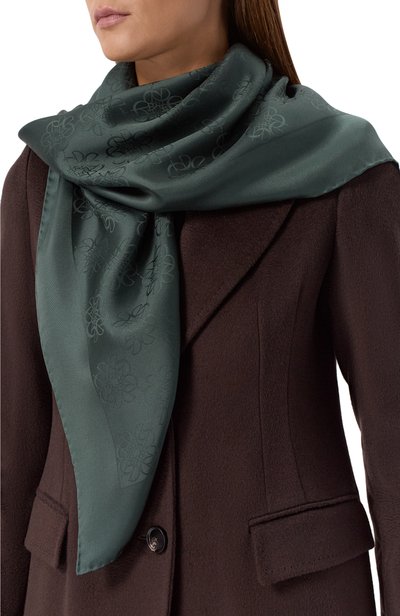 Шелковый платок ELIE SAAB темно-зеленого цвета по цене 49800 руб., арт. 710011898, фото 2 Шелковый платок ELIE SAAB, арт. 710011898, фото 2