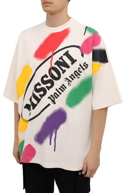 Хлопковая футболка palm angels x missoni PALM ANGELS, арт. PMAA041F21JER0060310, фото 3