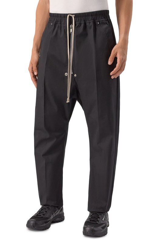 Хлопковые брюки Rick Owens RU02E1361/TE Чёрный  RU02E1361/TE Фото 3