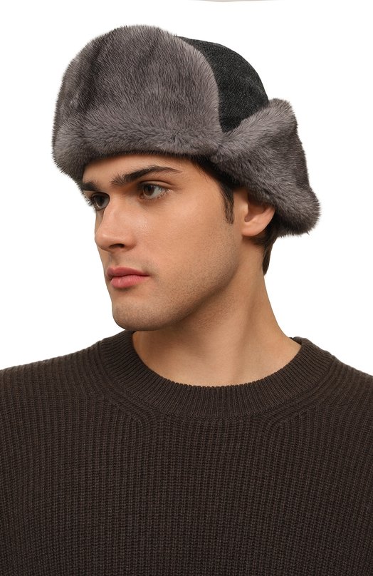 Шапка-ушанка с отделкой из меха норки VICTORIA KUSENKOVA 338700644159 Серый  338700644159 Фото 6