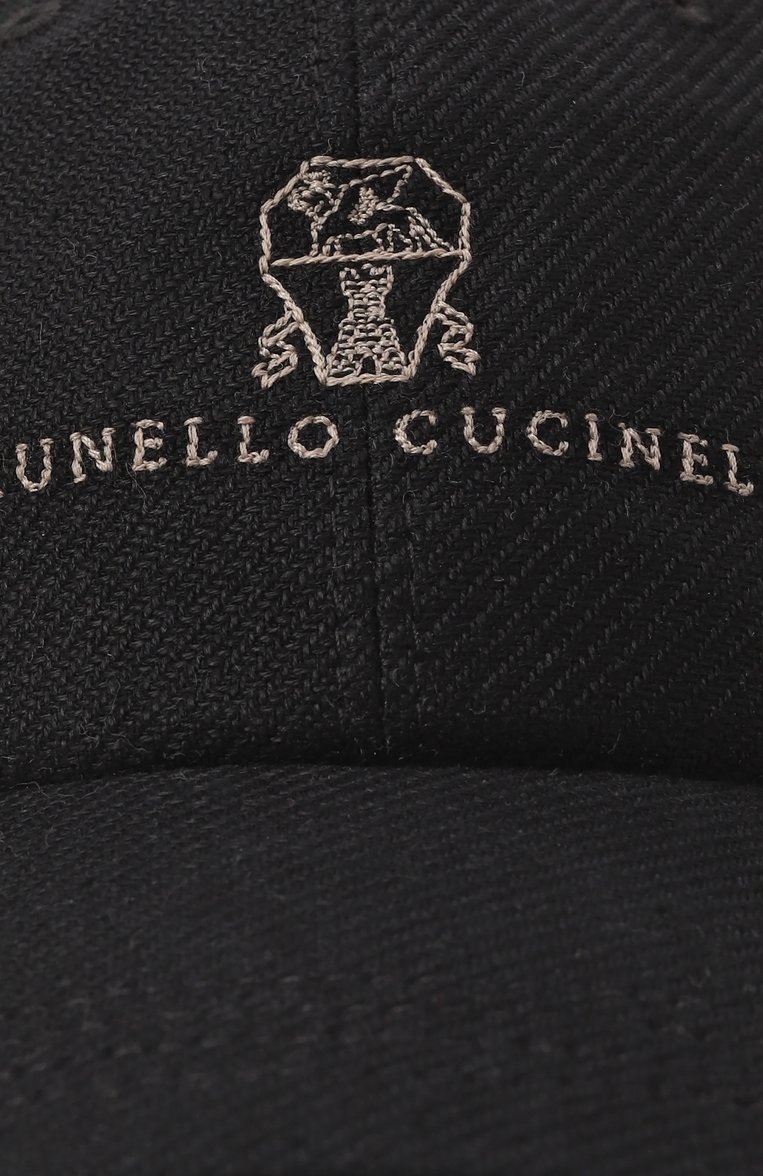 Мужская бейсболка изо льна и шерсти BRUNELLO CUCINELLI черного цвета, арт. MW4829850 | Фото 4 (Материал: Лен, Текстиль; Нос: Не проставлено)