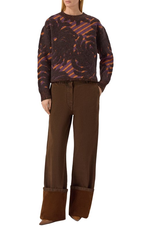 Шерстяной свитер Dries Van Noten 252-011254-2725 Коричневый  252-011254-2725 Фото 2