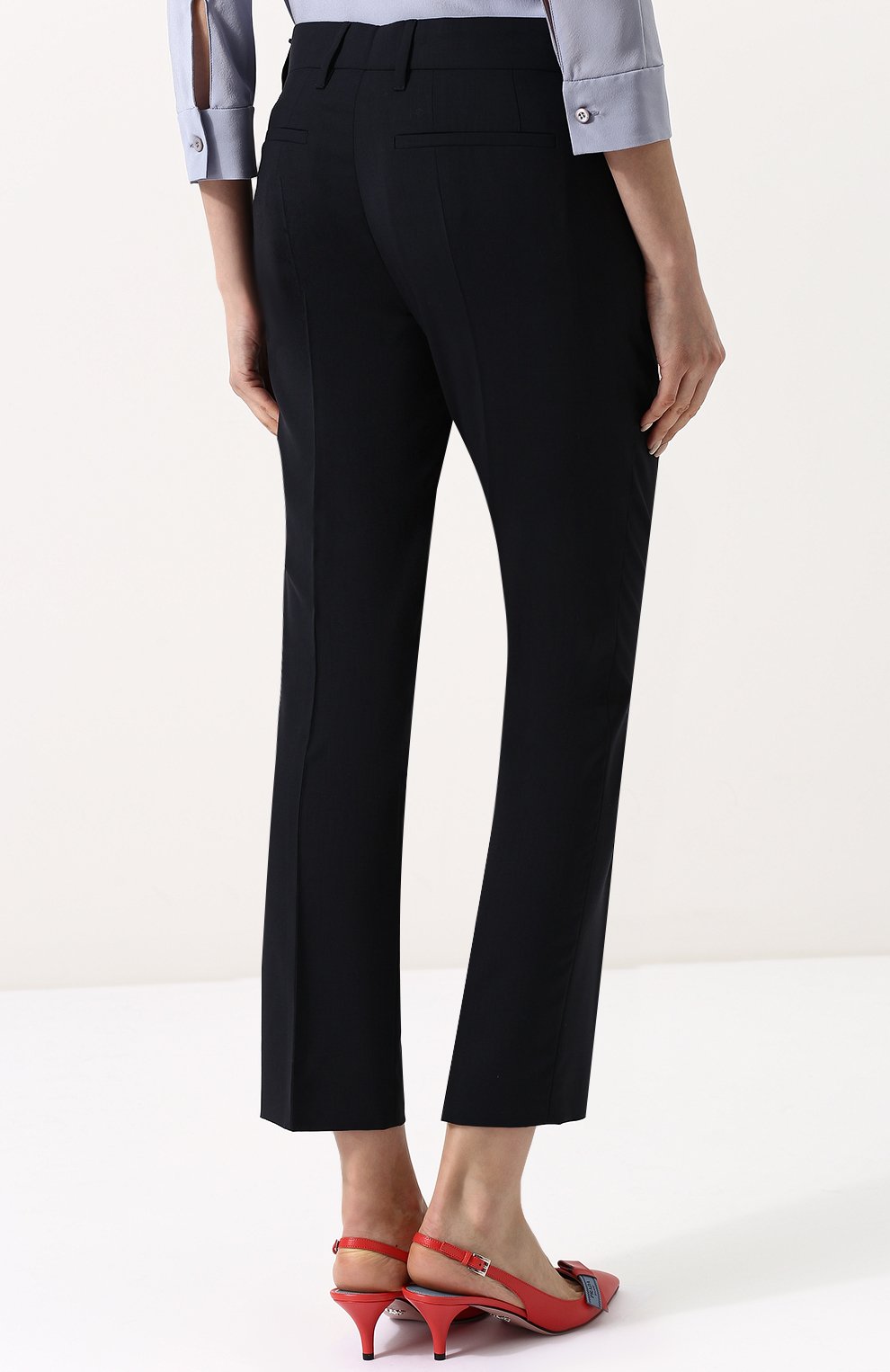 Однотонные укороченные брюки со стрелками PRADA, арт. P2469-RO1-F0008, фото 4