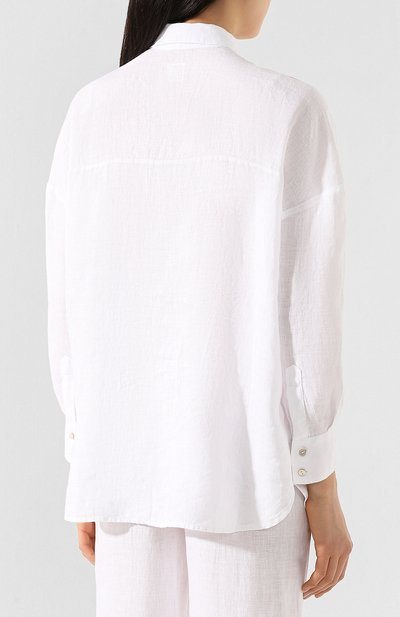 Льняная рубашка 120% LINO белого цвета по цене 19000 руб., арт. R0W1610/B317/000, фото 4 Льняная рубашка 120% LINO, арт. R0W1610/B317/000, фото 4