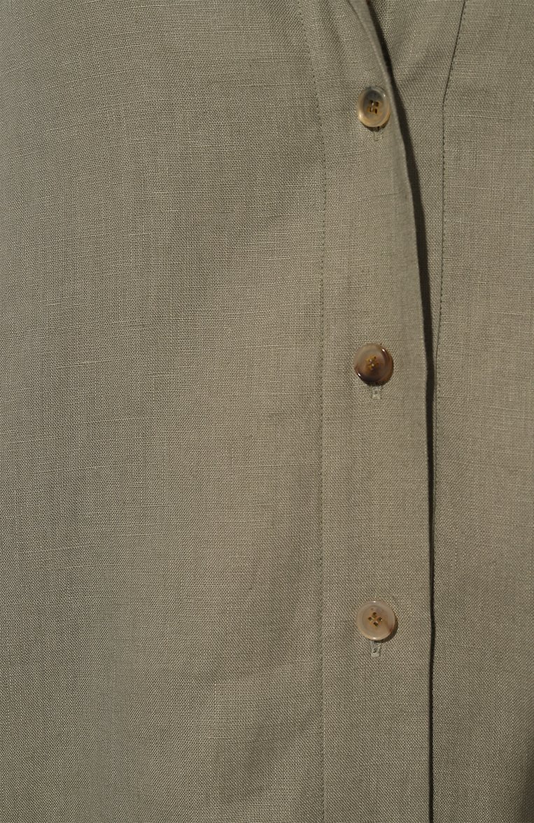 Женская льняная рубашка KITON хаки цвета, арт. D55410K0961C | Фото 5 (Рукава: Длинные; Принт: Без принта; Длина (для топов): Удлиненные; Материал сплава: Проставлено; Материал внешний: Лен; Драгоценные камни: Проставлено; Женское Кросс-КТ: Блуза-одежда; Стили: Кэжуэл)