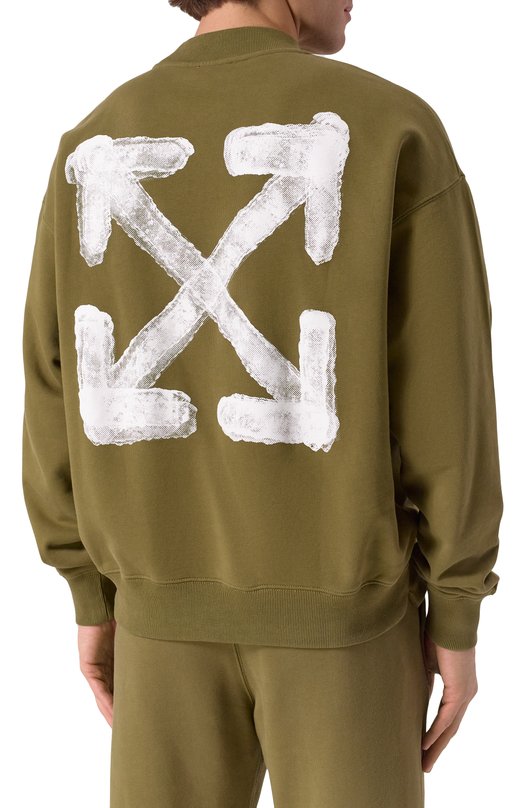 Хлопковый свитшот Off-White 0MBA054S25FLE004 Хаки  0MBA054S25FLE004 Фото 4