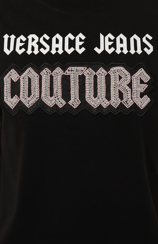 Хлопковая футболка Versace Jeans Couture 77HAHC02/CJ01C Чёрный  77HAHC02/CJ01C Фото 5