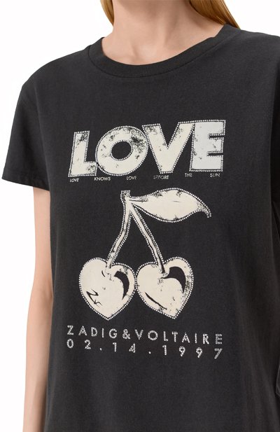 Хлопковая футболка ZADIG AND VOLTAIRE, арт. JWTS02684, фото 5