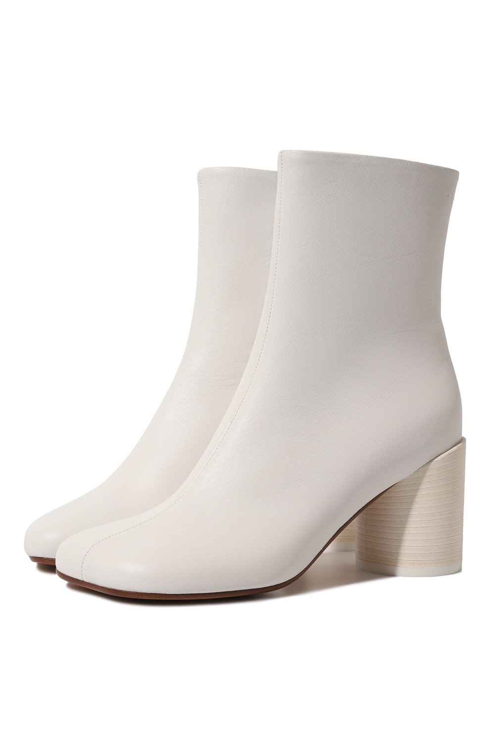 Кожаные ботильоны MM6 белого цвета по цене 61550 руб., арт. S66WU0074/P3628, фото 1 Кожаные ботильоны MM6, арт. S66WU0074/P3628, фото 1