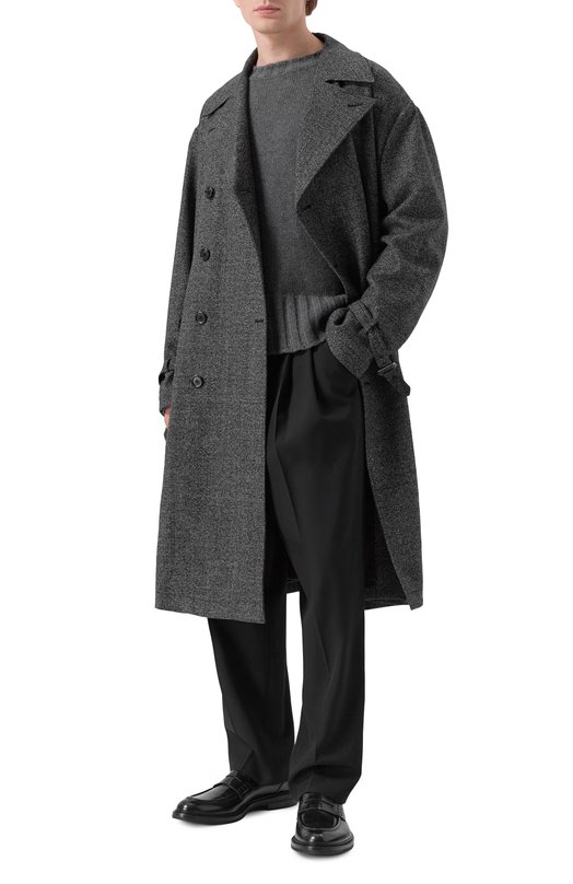 Шерстяное пальто Dolce & Gabbana G052KT/FM2G4 Серый  G052KT/FM2G4 Фото 2