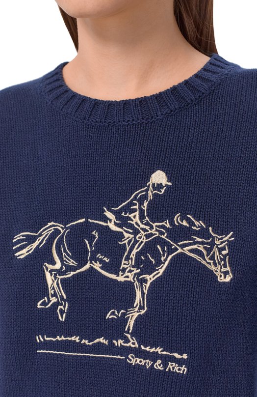 Хлопковый свитер Sporty and Rich WS06565245BL106 Синий  WS06565245BL106 Фото 5