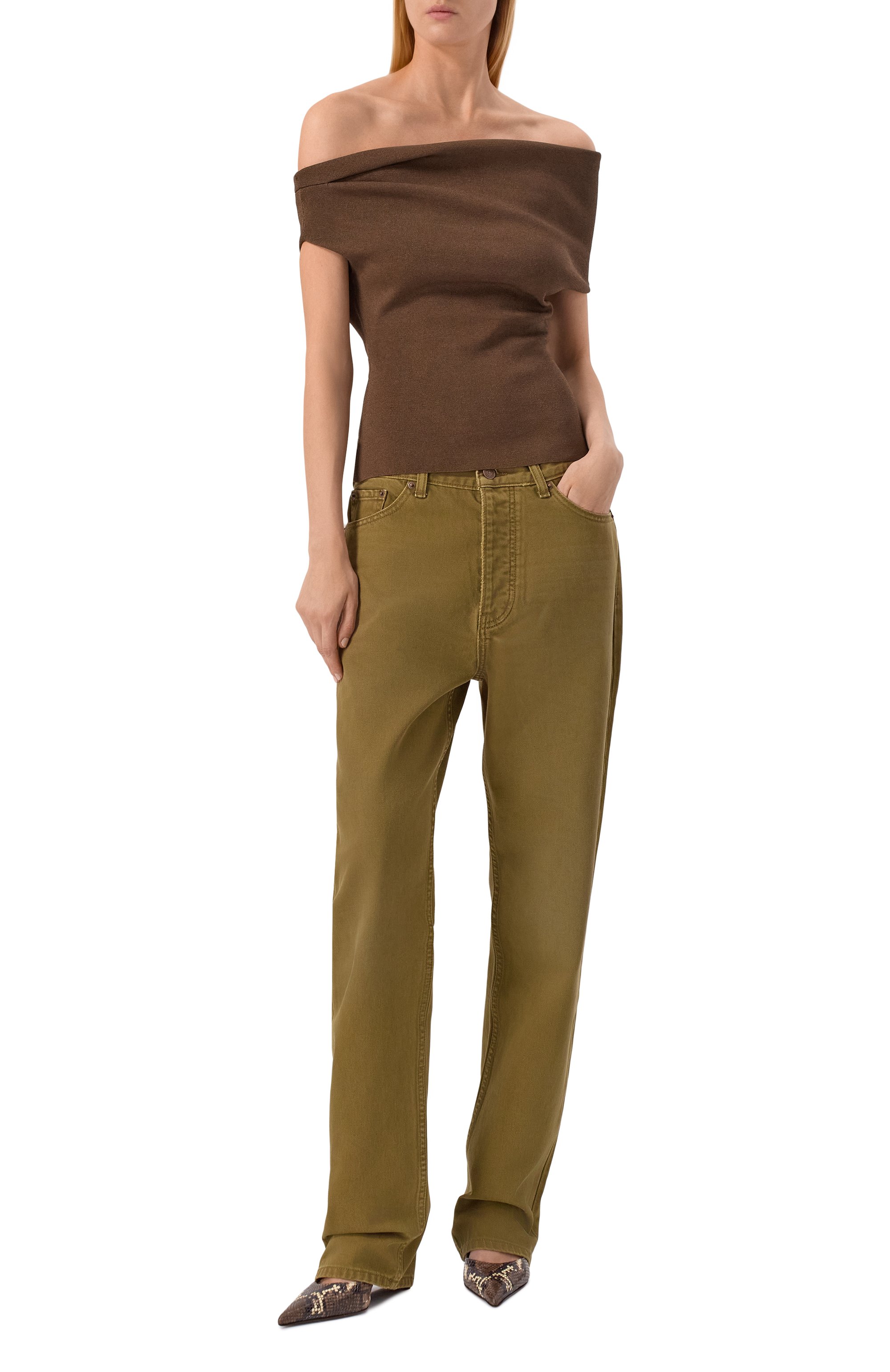 Джинсы AYA MUSE хаки цвета по цене 71650 руб., арт. AMSS2555, фото 2 Джинсы AYA MUSE, арт. AMSS2555, фото 2