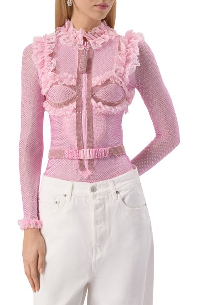 Боди с отделкой стразами SELF-PORTRAIT, арт. SS25CK022TP, фото 3