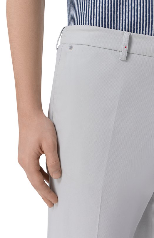 Брюки из хлопка и шелка Kiton UFPPERK0607H Серый  UFPPERK0607H Фото 5
