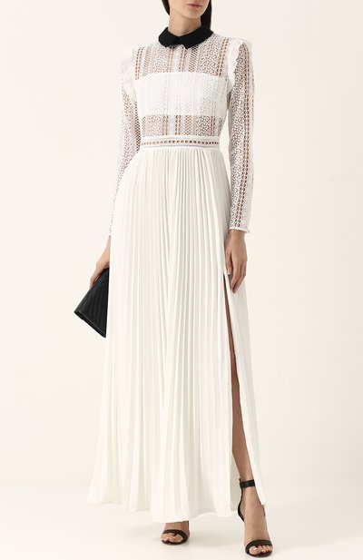 Платье-макси с плиссированной юбкой и кружевным лифом SELF-PORTRAIT, арт. SP16-043L, фото 2