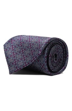 Мужской комплект из галстука и платка STEFANO RICCI фиолетового цвета, арт. DH/49101 | Фото 1 (Принт: С принтом; Материал: Текстиль, Шелк; Материал сплава: Проставлено; Нос: Не проставлено)