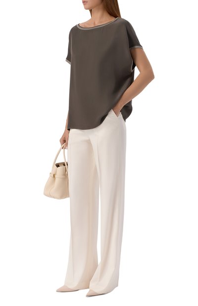 Шелковый топ GIORGIO ARMANI темно-серого цвета по цене 158000 руб., арт. GW003910/TE13643, фото 2 Шелковый топ GIORGIO ARMANI, арт. GW003910/TE13643, фото 2
