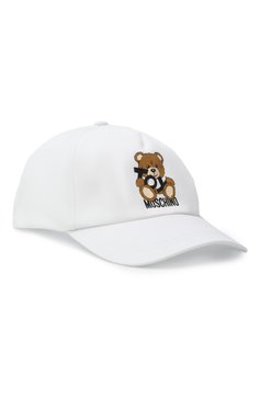 Детская хлопковая бейсболка MOSCHINO белого цвета, арт. HWX01N/L0A00 | Фото 1 (Материал: Хлопок, Текстиль; Нос: Не проставлено; Автоматизация состава: Проставлено)