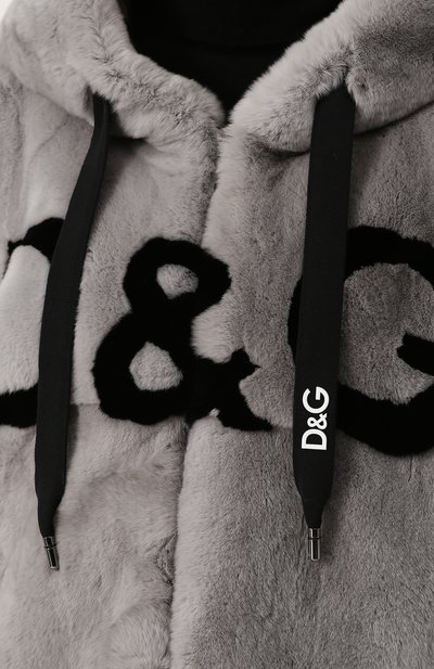 Шуба из меха кролика с капюшоном и логотипом бренда DOLCE & GABBANA, арт. F9B09F/FUPLS, фото 5