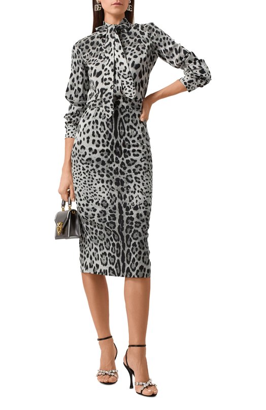 Шелковая блузка Dolce & Gabbana F5T19T/FSADD Леопардовый  F5T19T/FSADD Фото 2