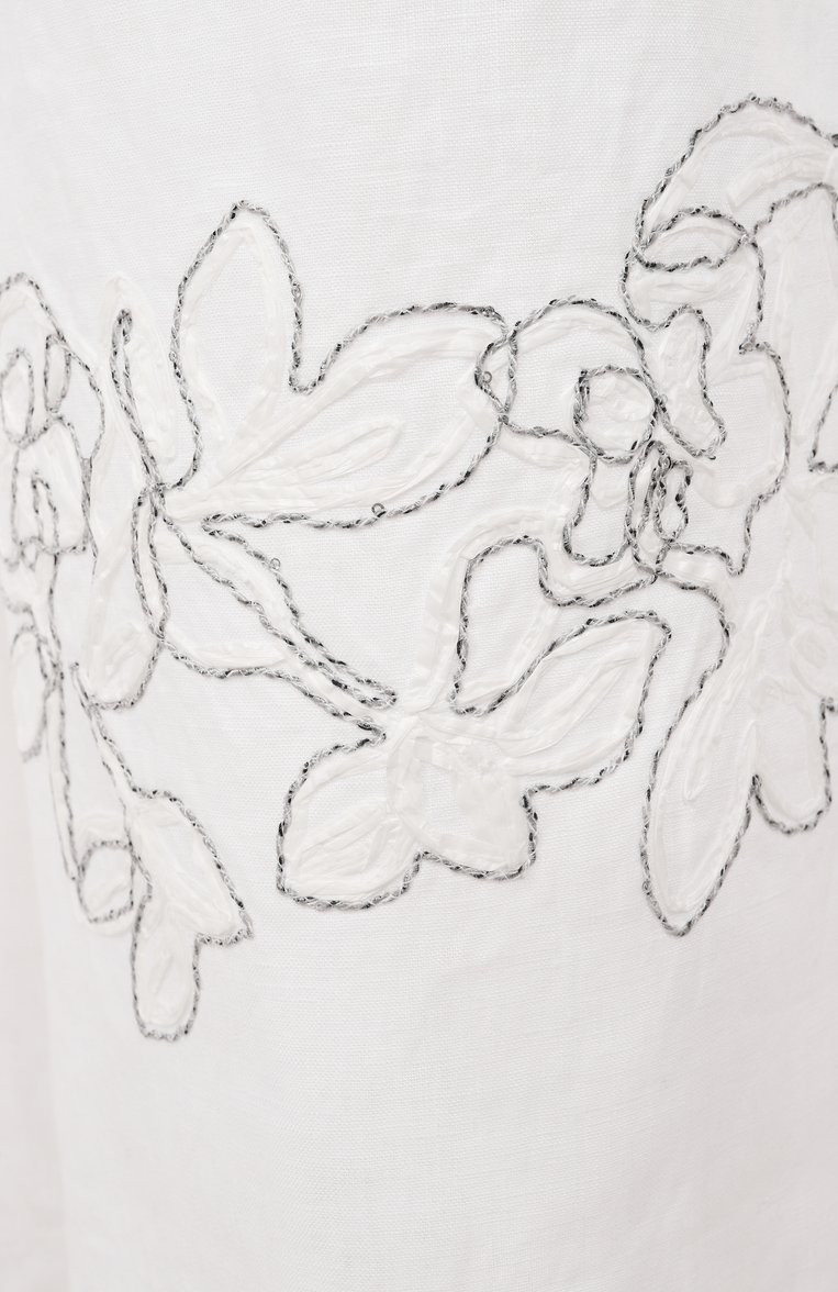 Женские льняные брюки PANICALE белого цвета, арт. D361158PA/D03B | Фото 6 (Автоматизация ТО: Проставлено; Длина (брюки, джинсы): Стандартные; Материал внешний: Лен; Автоматизация состава: Проставлено; Кросс-КТ: костюм; Силуэт Ж (брюки и джинсы): Широкие; Женское Кросс-КТ: Брюки-одежда; Стили: Классический)