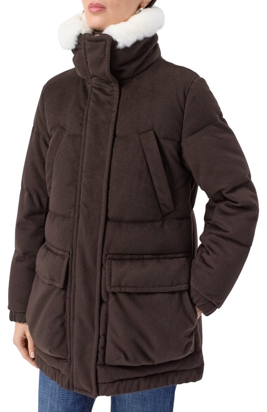 Кашемировый пуховик Kiton D58609K0583G01 Коричневый  D58609K0583G01 Фото 3