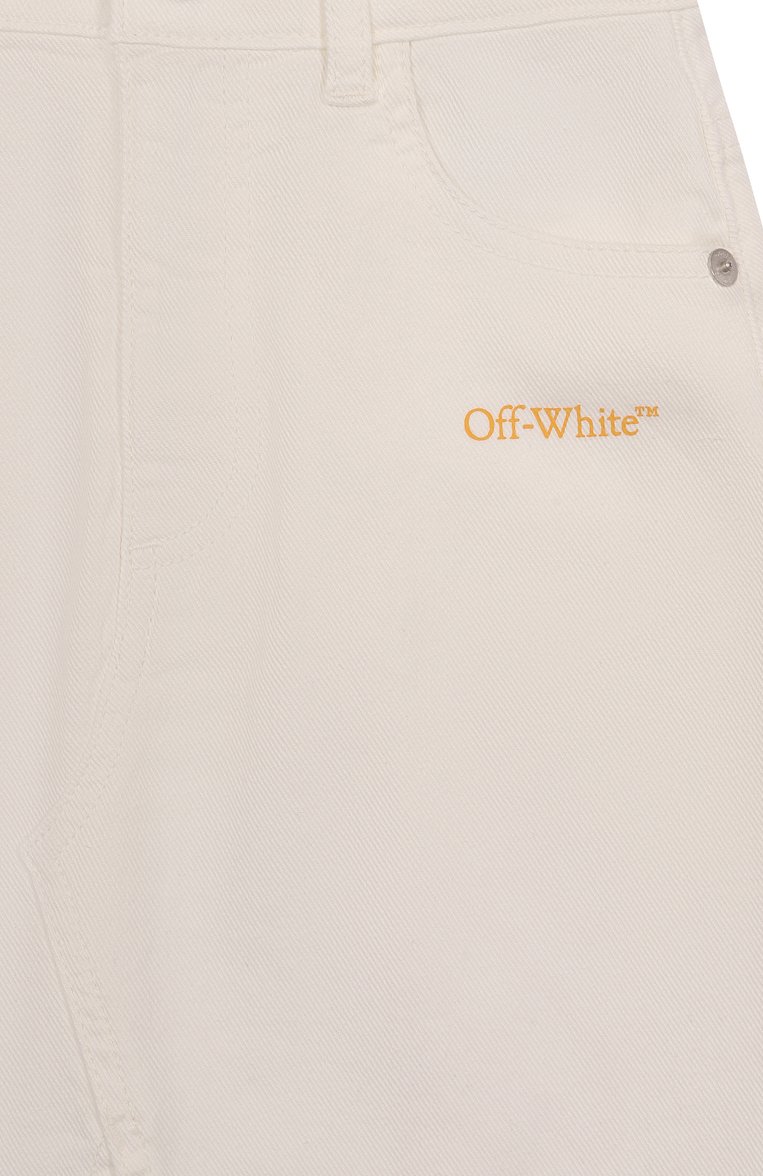 Детская джинсовая юбка OFF-WHITE молочного цвета, арт. 0GYD001S25DEN001/4-12 | Фото 3 (Автоматизация состава: Проставлено; Материал внешний: Хлопок, Деним; Нос: Не проставлено; Кросс-КТ: Деним; Ростовка одежда: 6 лет | 116 см, 10 - 11 лет | 140 - 146см, 8 лет | 128 см, 12 лет | 152 см)
