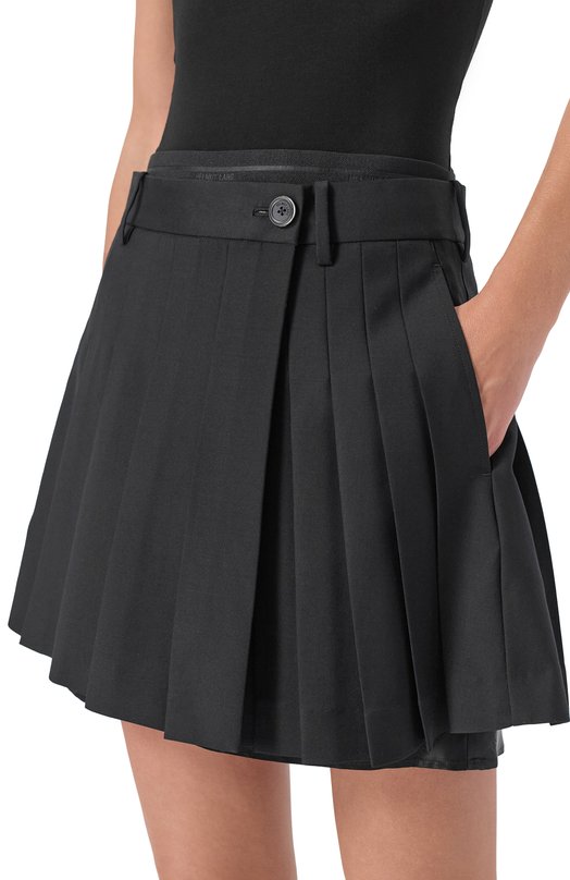 Шерстяная юбка-шорты Helmut Lang P04HW303 Чёрный  P04HW303 Фото 5