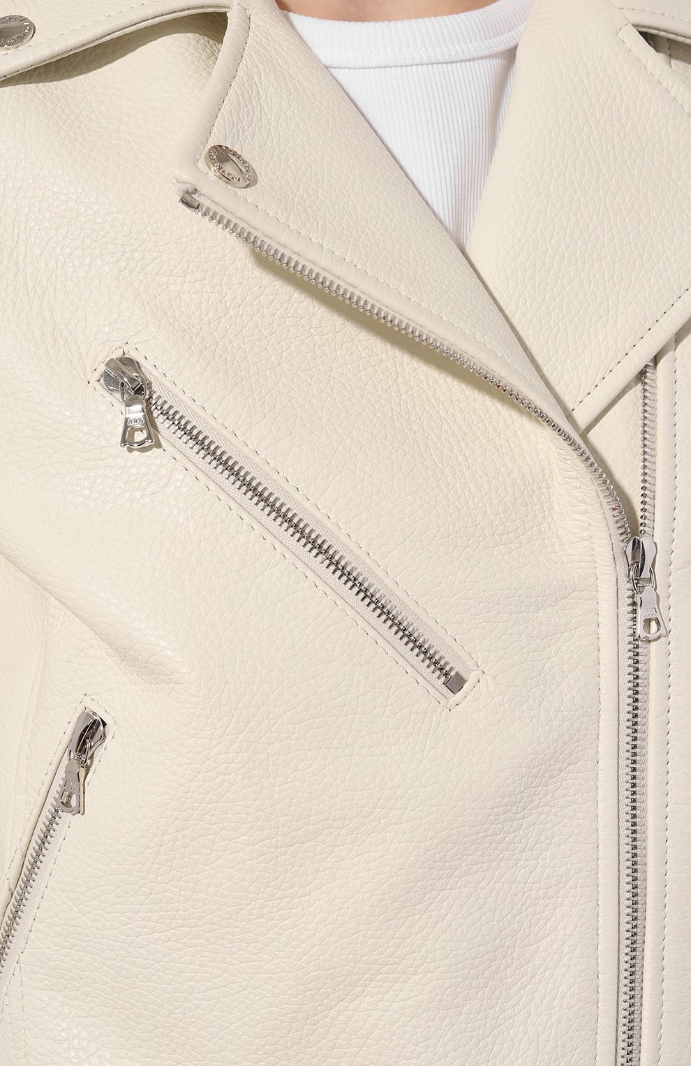 Кожаная куртка MASLOV молочного цвета по цене 187000 руб., арт. K09, фото 5 Кожаная куртка MASLOV, арт. K09, фото 5