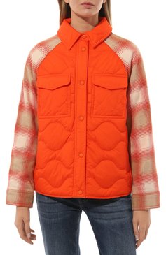 Женская пуховая куртка WOOLRICH оранжевого цвета, арт. CFWW0U0672FRUT3069 | Фото 3 (Кросс-КТ: Куртка, Утепленный; Материал внешний: Синтетический материал; Материал сплава: Проставлено; Стили: Спорт-шик; Материал подклада: Синтетический материал; Драгоценные камни: Проставлено; Материал утеплителя: Пух и перо)